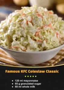 Bowl of famous KFC coleslaw served with fried chicken