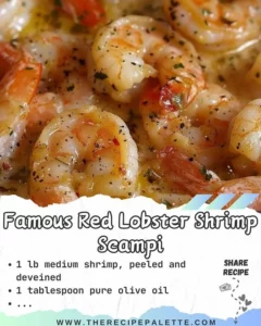 Plate of Red Lobster-style shrimp scampi with garlic and butter sauce