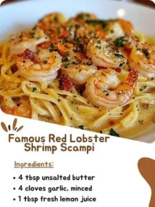 Delicious Red Lobster shrimp scampi with garlic and herbs