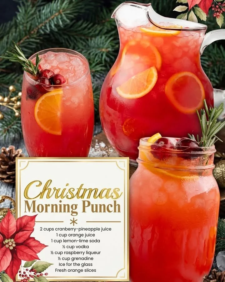 Delicious festive Christmas punch served in a holiday-themed glass.