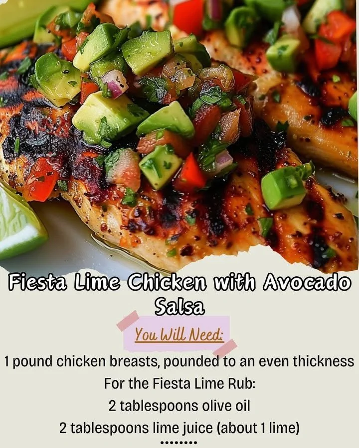 Delicious Fiesta Lime Chicken served with Avocado Salsa on the side