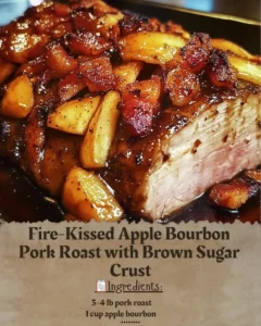 Fire-Kissed Apple Bourbon Pork Roast with Brown Sugar Crust ready to serve