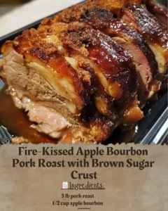 Fire-Kissed Apple Bourbon Pork Roast with a sweet brown sugar crust