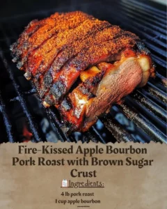 Fire-Kissed Apple Bourbon Pork Roast with Brown Sugar Crust ready to serve
