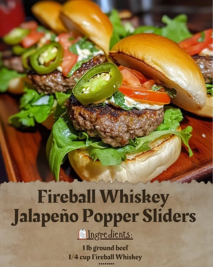 Delicious Fireball Whiskey Jalapeño Popper Sliders ready to enjoy.