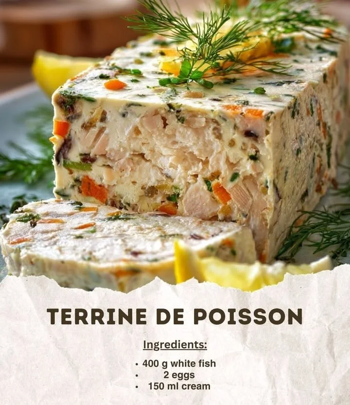 Delicious homemade Fish Terrine served with garnish
