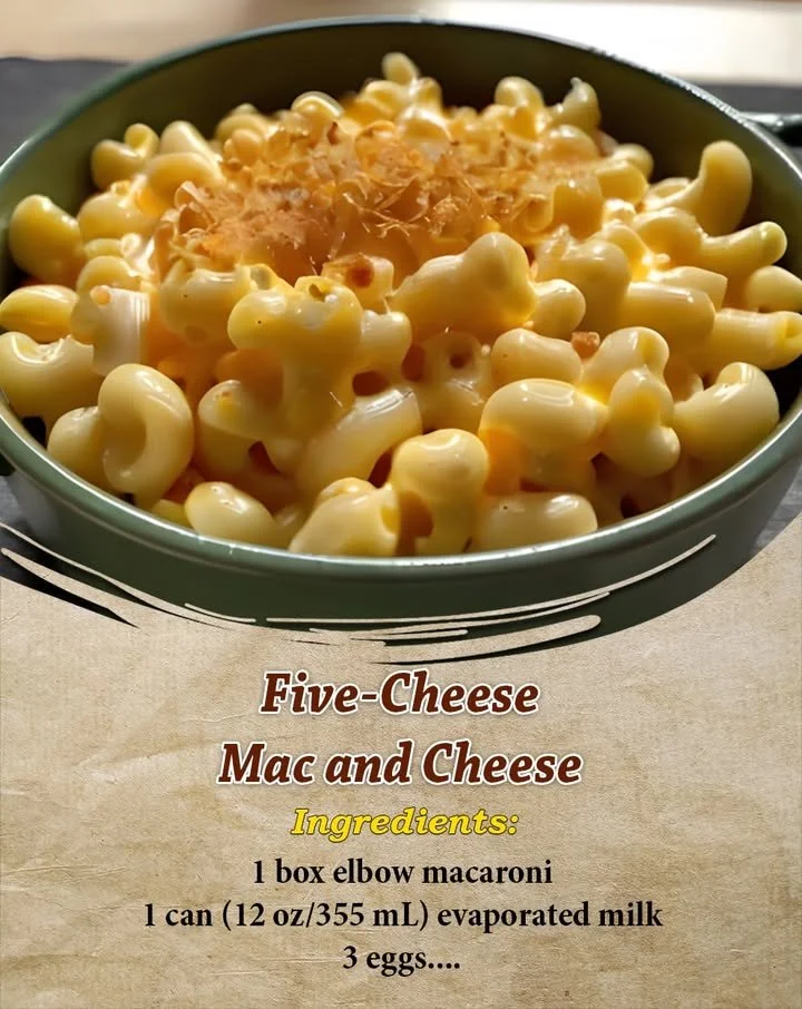 Creamy Five-Cheese Mac and Cheese topped with golden breadcrumbs