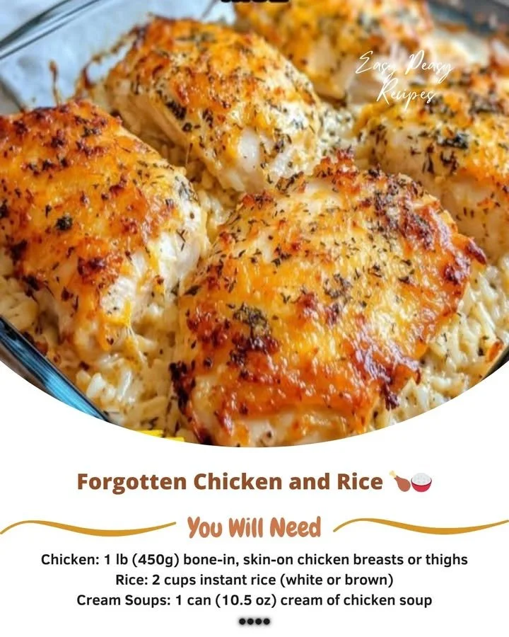 Delicious plate of forgotten chicken and rice dish garnished with herbs