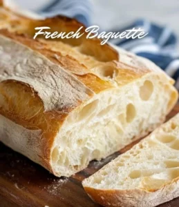 Authentic French baguette fresh from the oven with a golden crust.