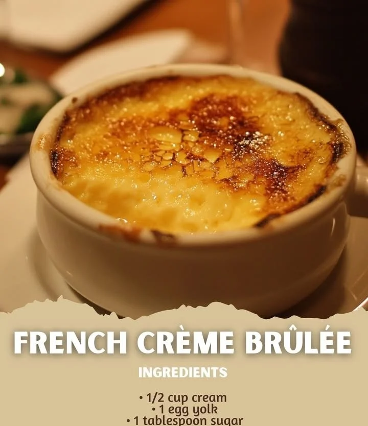Delicious French Burnt Cream dessert with caramelized sugar crust