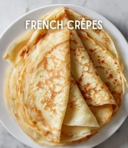 Delicious French crêpes served with fresh strawberries and whipped cream