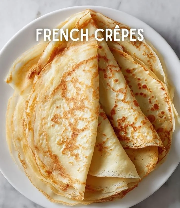 Delicious French crêpes served with fresh strawberries and whipped cream