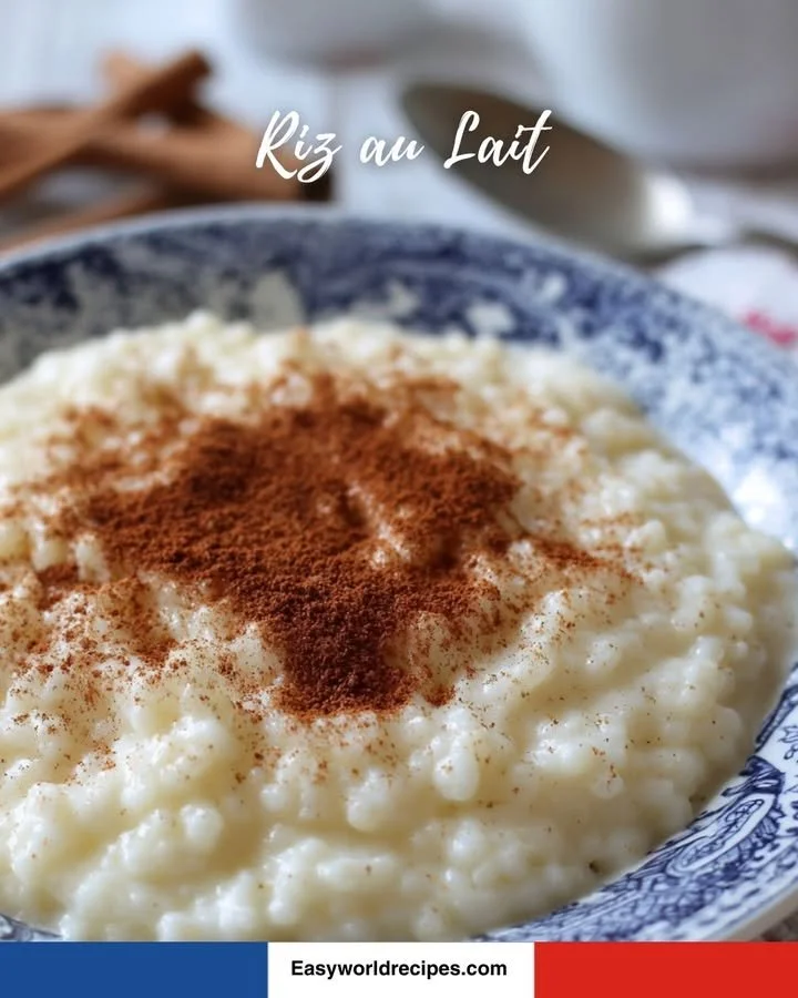 Delicious French rice pudding served in a bowl with a sprinkle of cinnamon