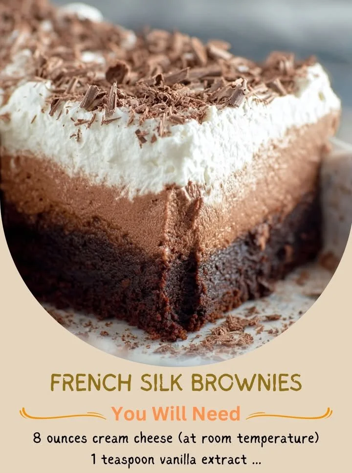 Delicious homemade French Silk Brownies topped with chocolate ganache.