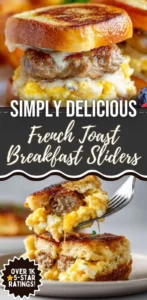French Toast Breakfast Sliders served with syrup and fresh berries.