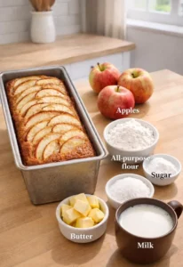 Delicious freshly baked apple loaf with chunks of apple and spices