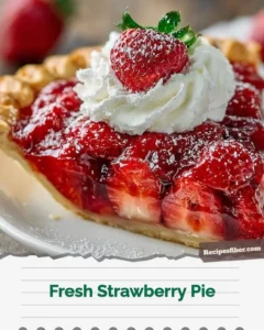 Fresh strawberry pie with ripe strawberries and a flaky crust.