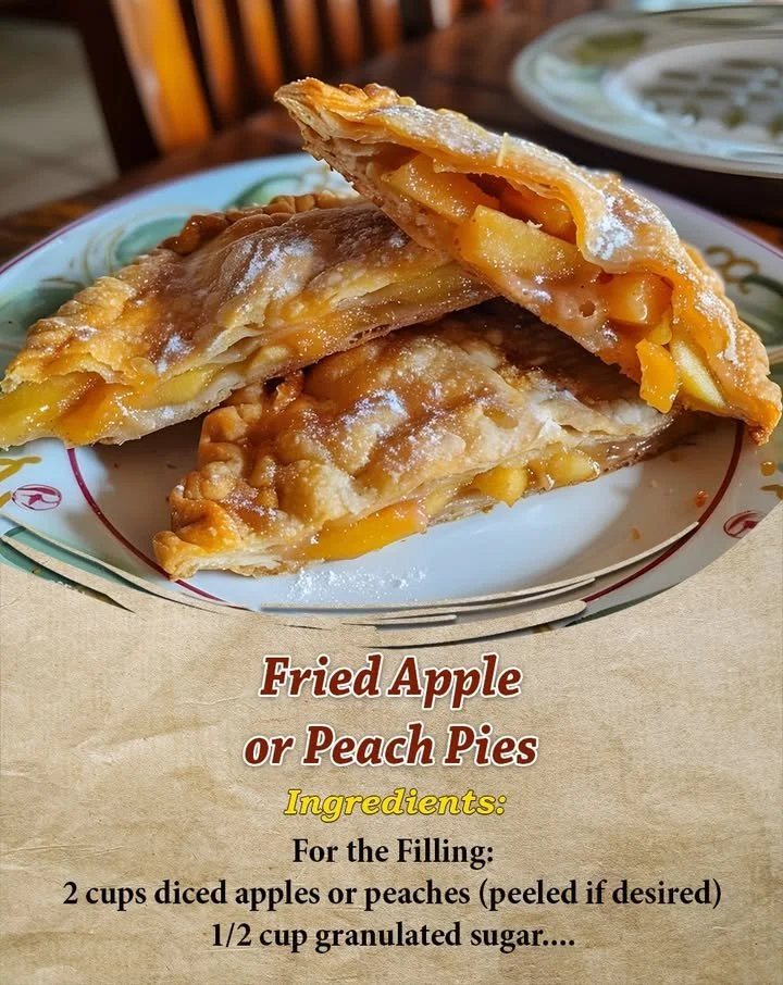 Delicious fried apple and peach pies, golden and crispy on the outside