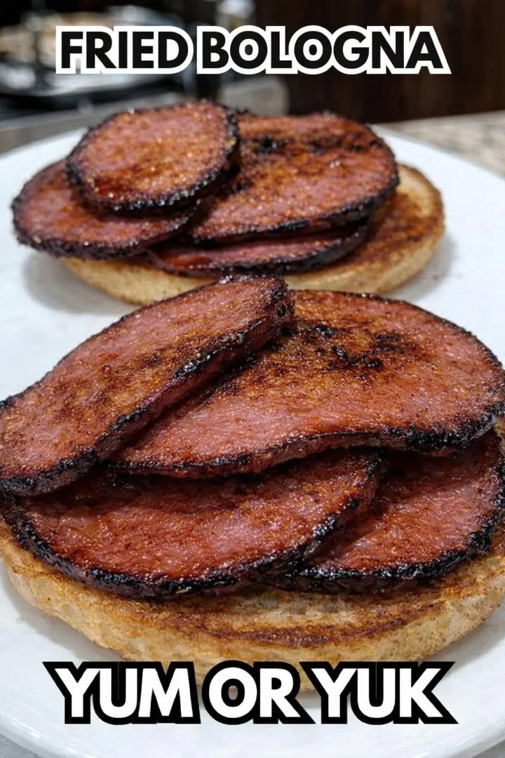 Deliciously crispy Fried Bologna Sandwich served with condiments