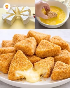 Crispy Fried Camembert cheese served with dipping sauce.