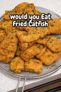 Delicious fried catfish served with sides and lemon