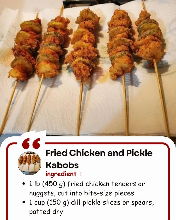 Fried chicken and pickle kabobs skewered for a tasty meal