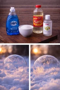 A close-up of frozen bubbles trapped in ice, showcasing intricate patterns.