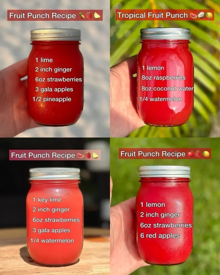 Refreshing homemade fruit punch with colorful fruits in a glass.