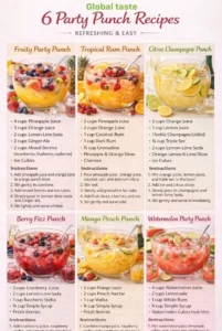 Refreshing fruity party punch in a bowl for summer gatherings