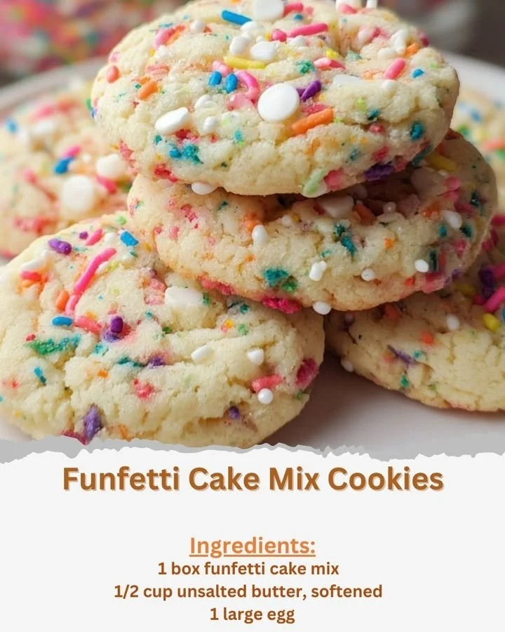 Delicious Funfetti Cookies made from cake mix with colorful sprinkles