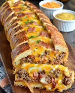 Delicious homemade Garbage Bread filled with assorted leftovers and cheese.