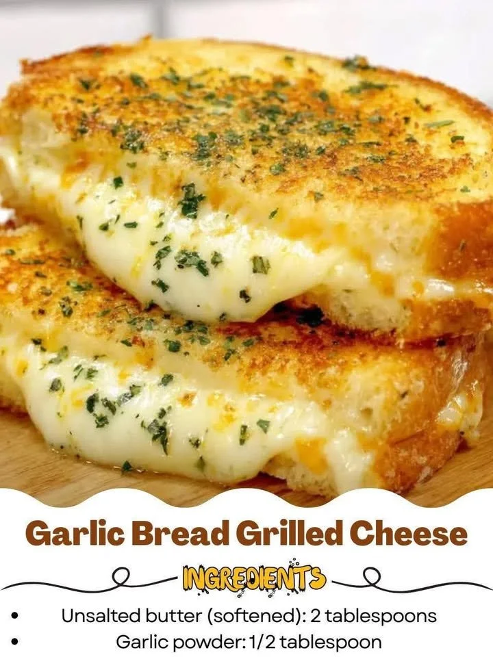 Garlic Bread Grilled Cheese sandwich with melted cheese and crispy garlic bread.