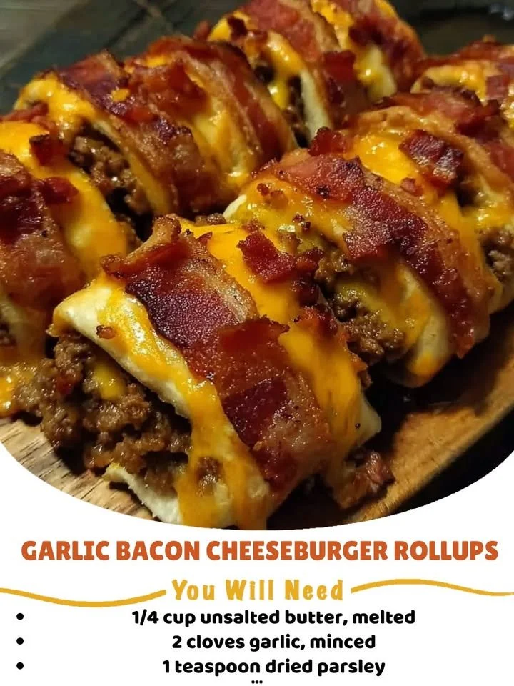 Garlic Butter Bacon Cheeseburger Rollups