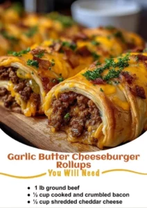 Delicious garlic butter cheeseburger rollups on a plate