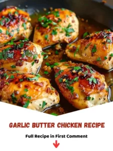 Delicious Garlic Butter Chicken served with herbs and lemon