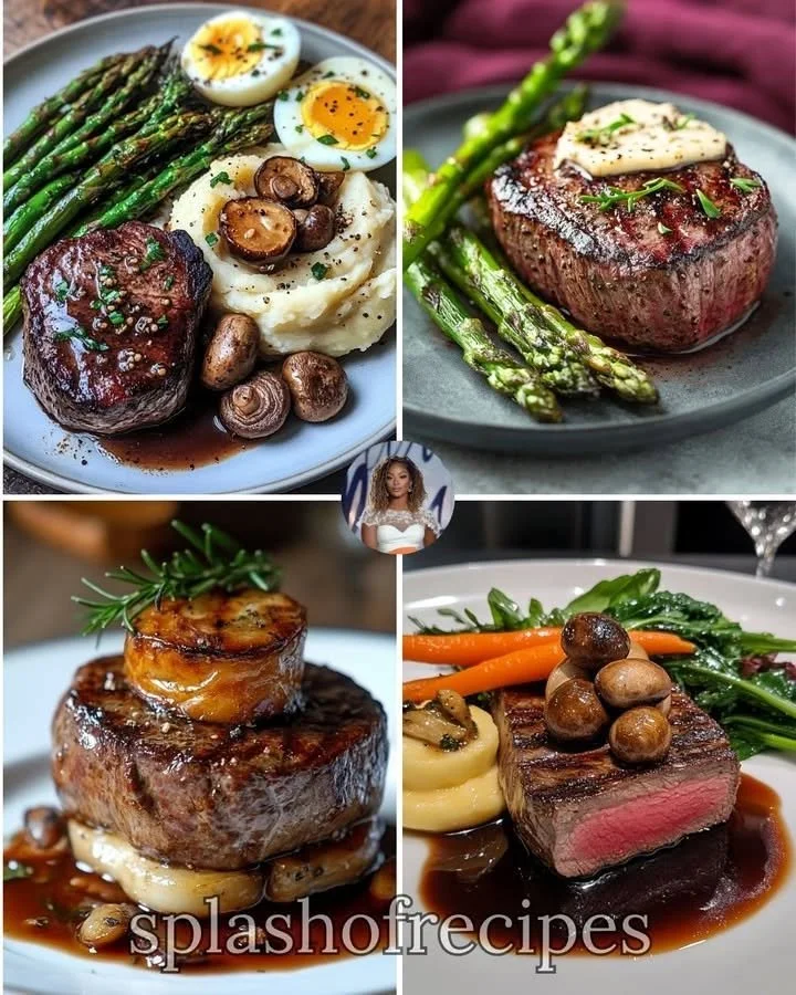 Garlic Butter Filet Mignon with Truffle Mashed Potatoes on a plate