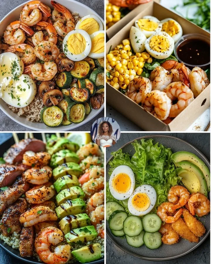 Garlic Butter Shrimp served in a delicious roasted veggie bowl