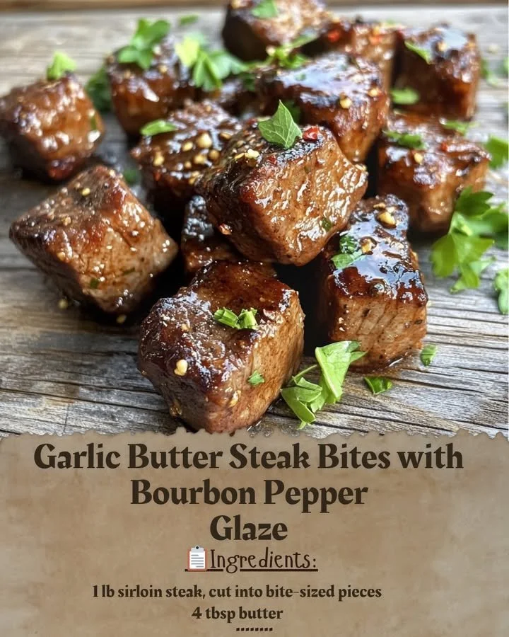 Garlic Butter Steak Bites with Bourbon Pepper Glaze