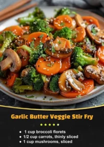 Delicious Garlic Butter Veggie Stir Fry served in a bowl with colorful vegetables