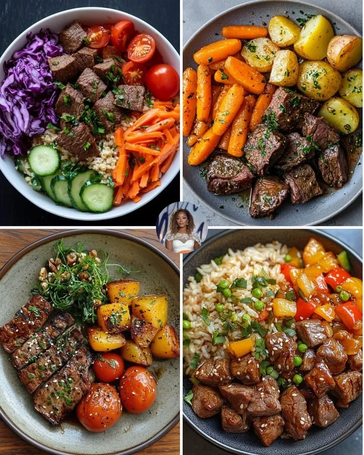 Garlic Ginger Beef & Roasted Sweet Potatoes