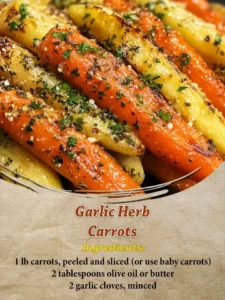 Delicious Garlic Herb Carrots garnished with fresh herbs