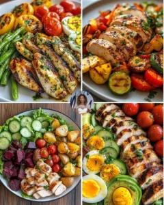 Delicious plate of Garlic Lemon Chicken with roasted vegetables.