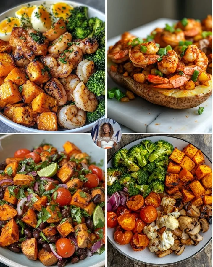 Garlic Lime Shrimp & Roasted Sweet Potatoes