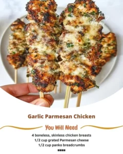 Delicious Garlic Parmesan Chicken cooked to perfection with herbs and spices.