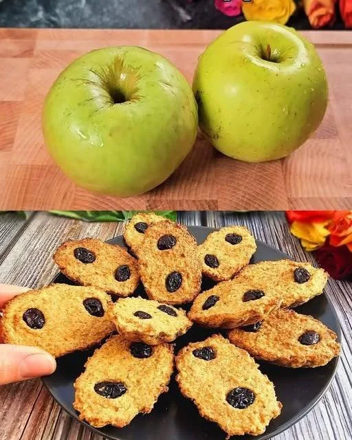 Delicious German oatmeal topped with fresh apples for breakfast
