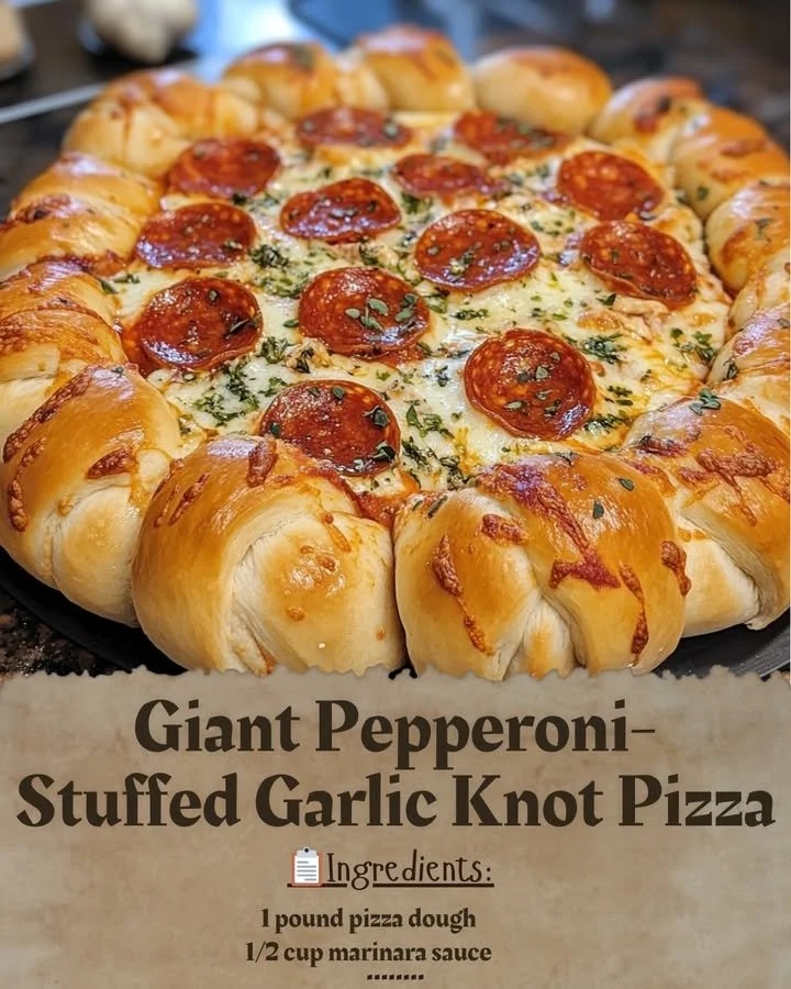 Giant Pepperoni-Stuffed Garlic Knot Pizza