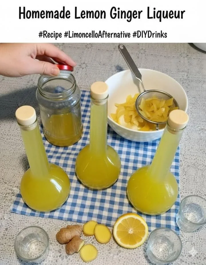 A refreshing glass of ginger water with ginger roots and lemon slices.
