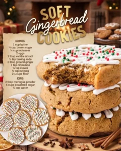 Decorated gingerbread cookies on a festive table