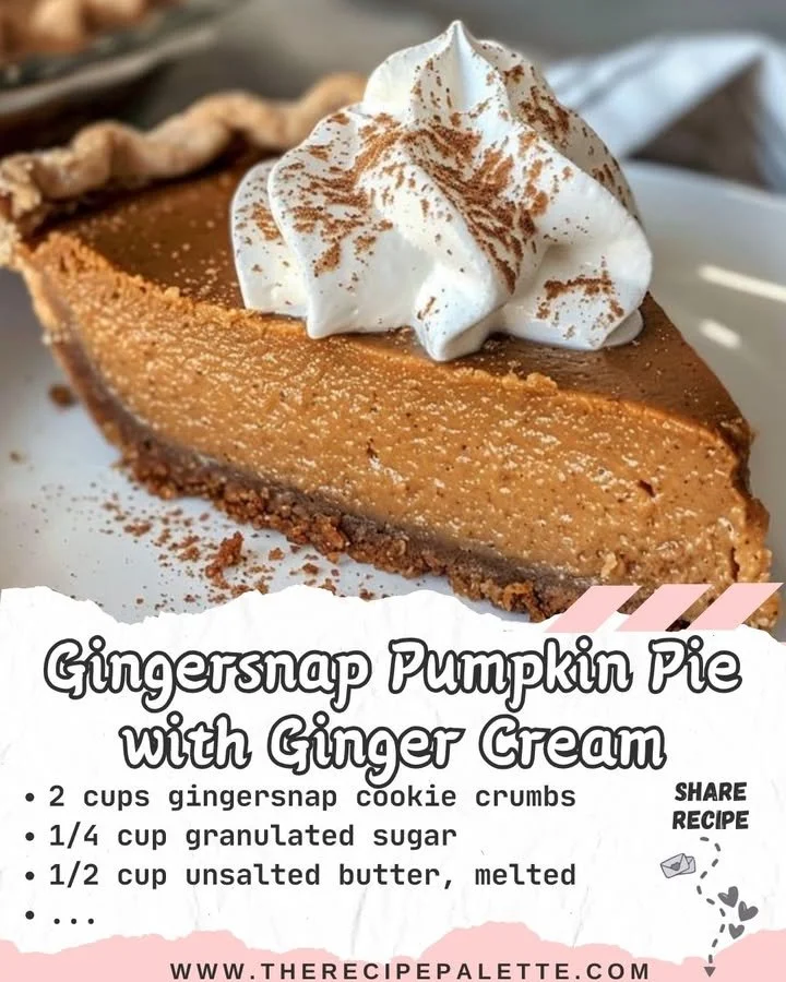 Gingersnap Pumpkin Pie with Ginger Cream