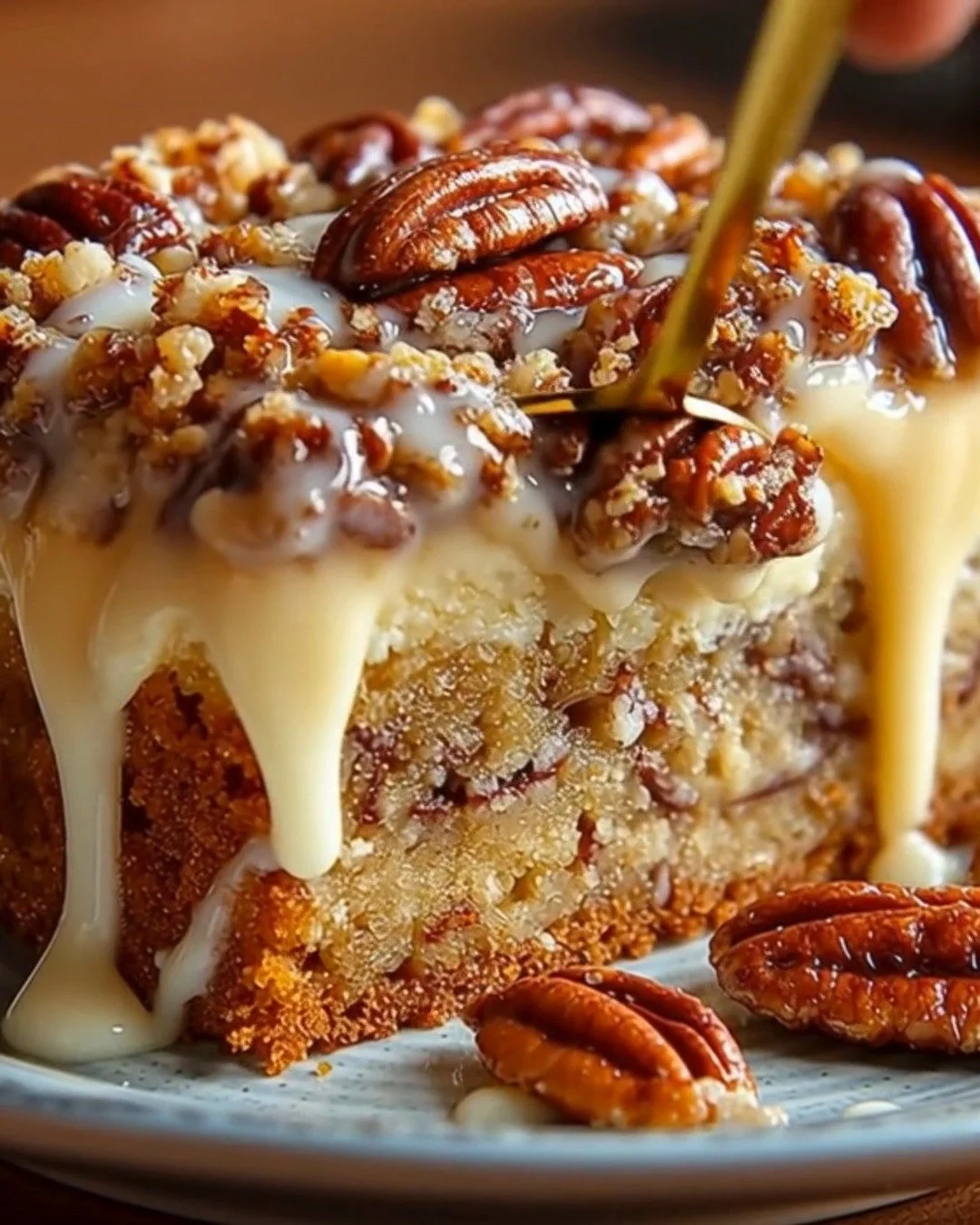 Gooey Butter Pecan Cake with rich flavors and a nutty topping